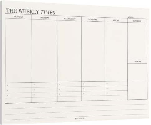 60 Blatt Wochenplaner Ohne Festes Datum, 24.5x17.5 cm Weekly Planner, Wochenplaner Undatiert, To Do Planer, wochenplaner Block, für Haus Schule Büro