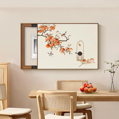 Decorative Electric Meter Box Cover - Creative Wall Art for Indoor Use, 31.5x23.6in Walnut Hanging Picture, Stylish Electl Distribution Box Painting