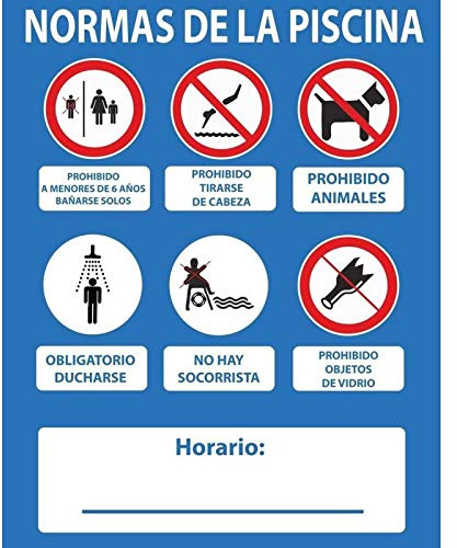 Cartel Normas De Piscina Sin Socorrista PVC Glasspack 0,4mm 50x40 cm | NORMALUZ - RD2A067