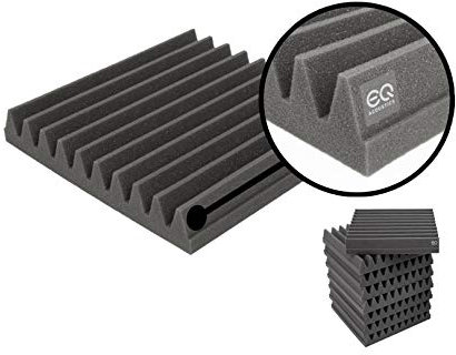 8 Pack, 2 Thick EQ Acoustics Premium Acoustic Foam Tile Kit, 30 x 30 x 5cm Classic Wedge Tiles. Better Sound For Home Studios, YouTubers, Podcasting, Sound Recording