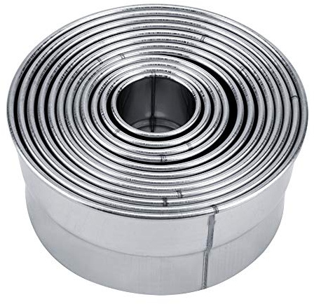 01 Cortador de moldes para Tartas, Redondo para Bricolaje, 12 Piezas, diseño cilíndrico, Molde para Mousse, Cortador de Tartas, de Alta Resistencia para Hornear, Cortar, para Envolver Bolas de