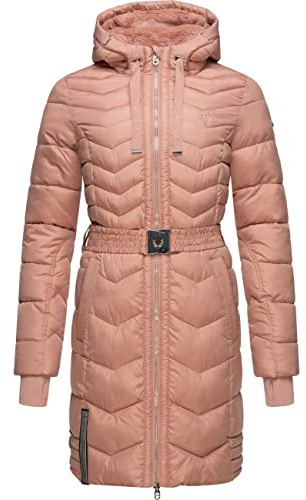 Navahoo Damen Wintermantel Steppmantel Jacke mit Taillengürtel Alpenveilchen Rose Gr. XL