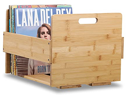 Artliving Schallplatten-Aufbewahrungskiste aus Bambus – Album-Aufbewahrungsbox für Vinyl-Schallplatten – für bis zu 80 LPs, Alben – Desktop-Organizer für Zeitschriften und Akten – Zuhause oder Büro