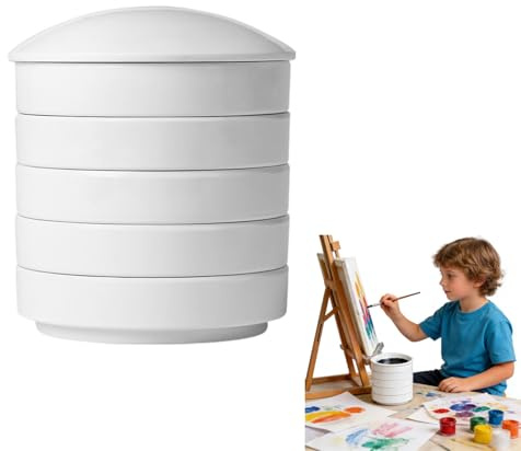 Sewroro Ceramic Ink Dish 5-Layer Watercolor Pigment Tray Stackable Paint Palette 4.25X3.22X3.22In Porcelain Mixing Plate for Artists Students and Kids