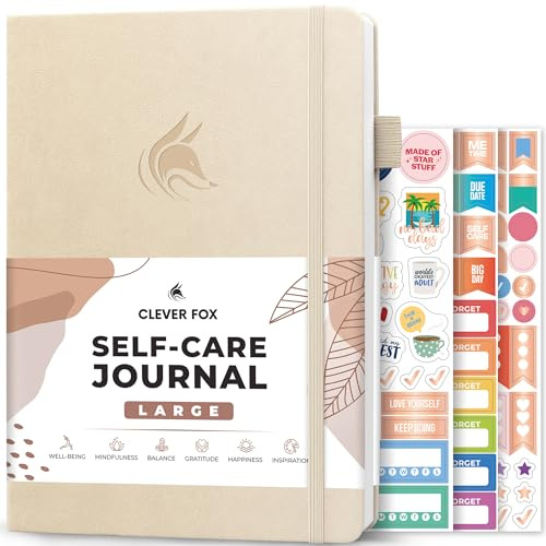 Clever Fox Self-Care Journal – Daily Reflection Notebook – Mental Health & Personal Development Planner, Meditation & Mood Log, Large (Seashell)