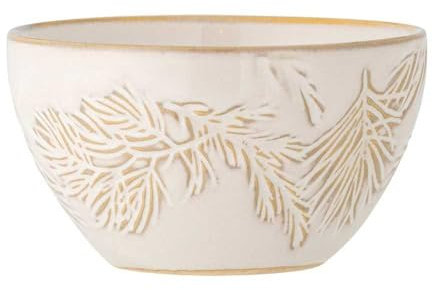 Bloomingville Ciotola invernale bianco naturale rami di abete ciotola snack ceramica