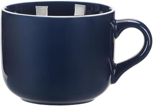 Taza de té de 650 ml, taza de café XXL, taza de cerámica con asa, tazas grandes de café, té, cereales, sopas, tazas de café, tazón de porcelana, taza de sopa con asa (azul real)