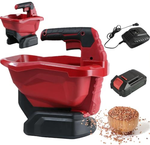 Épandeur de graines d'herbe sans fil 3 L, épandeur d'engrais portatif, épandeur de graines de pelouse, épandeur de sel alimenté par batterie de 2000 mAh, débit variable,largeur dispersion réglable
