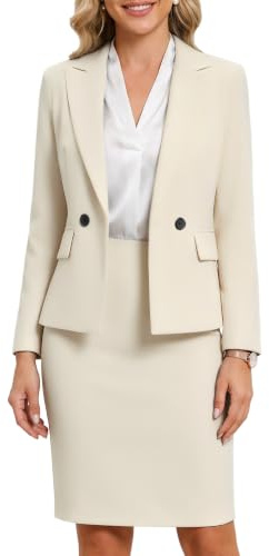 Allegra K Women Business Work Outfits Button Blazer Pencil Skirt Suit Set
