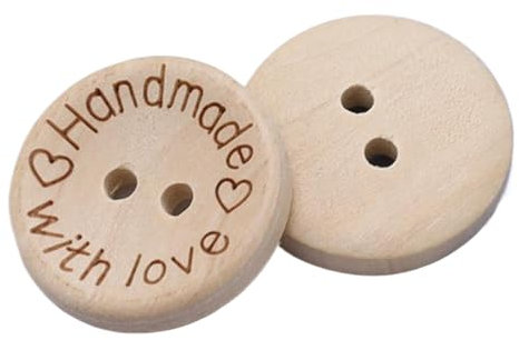 Bottoni a Due Fori, Bottoni in Legno Naturale a Forma di Scodella con Bordo Tondo Cuciti a Mano, Colore 1, 15mm-10 Pz