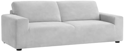 TRAMAS+ Funda de Sofá Elástica para 2 Plazas (145–178 cm), Ajuste, Antideslizante, Protección Completa para Sofás con Reposabrazo - Gris Claro