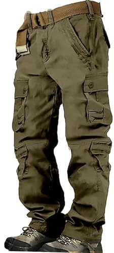 VYLYNL - Pantaloni militari mimetici da uomo, in cotone, cargo, da esercito, per attività all'aperto, airsoft, combattimento, caccia, multi tasche, tattici, da lavoro, resistenti e pratici, materiale