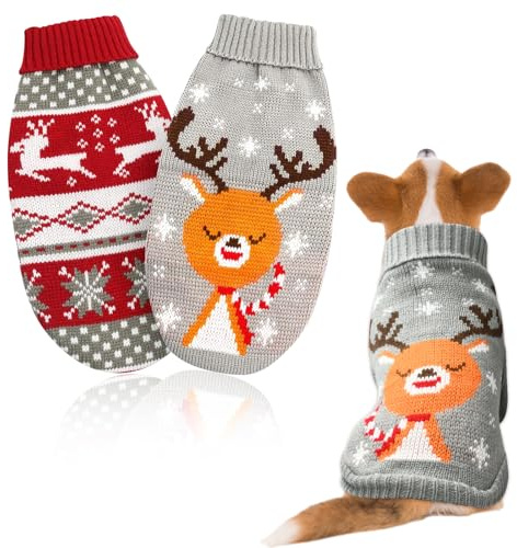 2 Pezzi Maglione Natale Cane, Maglioncino Cane Natale, Maglioni per Cani, Maglione per Animali Domestici, Cappottino Canes Taglia Piccola, Adatto A Cani E Gatti di Piccola Taglia /8