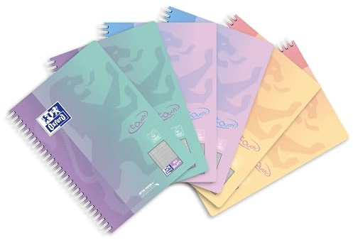 Oxford Touch Collegeblock B5 rutig, pastellfärggradient, 160 sidor, sorterade, 6 stycken