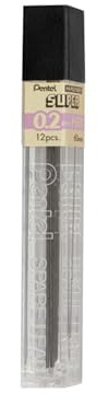 Pentel Super Hi-Polymer 0.2 HB Lead Refill for Mechancial Pencils - 12 Refills