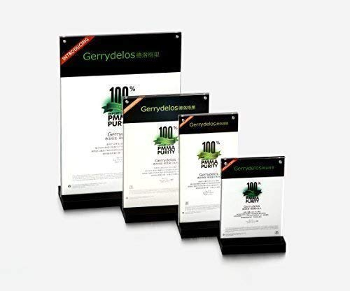 Tisch-Aufsteller aus Acryl (PMMA) inkl. Acrylsockel in schwarz Display Tischaufsteller T-Form Tischnamensschild Werbeschild Preisschild (105x148 mm (A6))