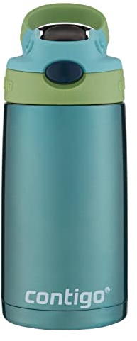 Contigo Kids Stainless Steel Water Bottle with Redesigned AUTOSPOUT Straw, 13oz, Green and Blue, Easy Clean, BPA Free