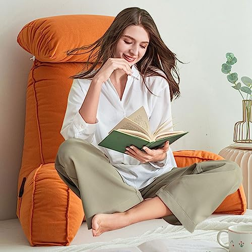 AMZZHAO Comodo Cuscino da Lettura con Braccioli,Cuscino Supporto Lombare,Letto Schienale Cuscino,con Cuscino cervicale e Tasche,per Leggere/Rilassarsi/Guardare La TV