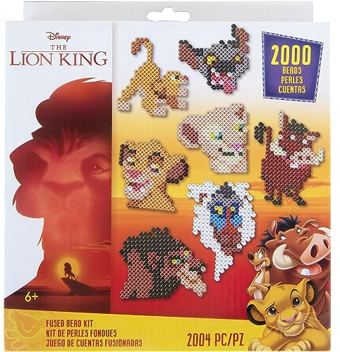 Perler 80-57046 Disney's The Lion King Fused Bead Craft Activity Kit, Includes 9 Patterns, Multicolor, 2004 Pieces