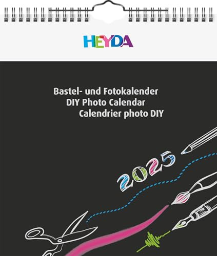 Heyda Bastel- und Fotokalender jahresgebunden (2025), 1 Blatt = 1 Monat, 215 × 240 mm, schwarz