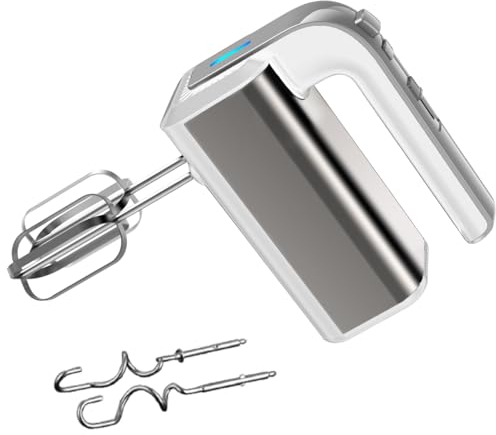 SOKANY Frullatore manuale da 800 W, in acciaio inox, 5 velocità con pulsante di uscita, frusta manuale con 2 ganci e 2 fruste (CX-6651W)