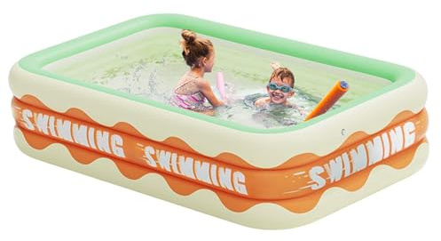 XUQEAYWD 210 x 140 x 60 cm, rektangulär, uppblåsbar pool, plaskbassäng, familjepool, barnpool, uppblåsbar pool, pool för utomhusbruk, vikbar