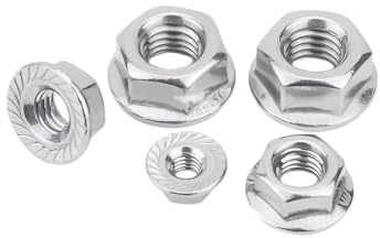 Tuercas de brida hexagonal de acero inoxidable ss304 tuerca de bloqueo dentada 6# 8# 10# 1/4 5/16 3/8 1/2 (100,UNF 1/4-28)