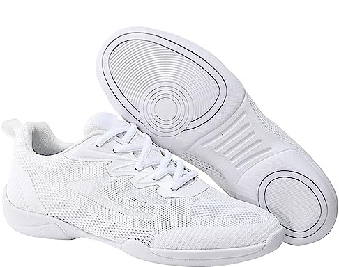 UK Adult & Youth White Cheerleading Cheer Shoes Sport Training Tennis Sneakers Competitive Cheerleading Shoes Breathable Mesh Comfortable Soft Soles Sport Dance Shoe