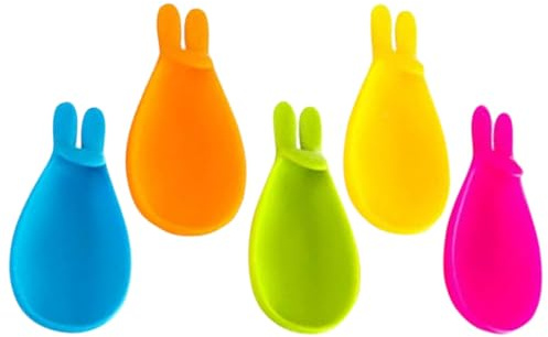 Générique Lot de 5 Porte-sachets de Thé en Silicone Coloré de Lapin, Résistant à L'usure, Pratique pour Suspendre Sachets et Cuillères, Accessoire pour Thé en Tasse et Identification