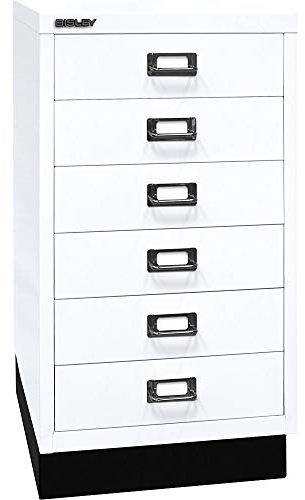 BISLEY MultiDrawer, 29er Serie mit Sockel, DIN A3, 6 Schubladen, Metall, 696 Verkehrsweiß, 43.2 x 34.9 x 67 cm