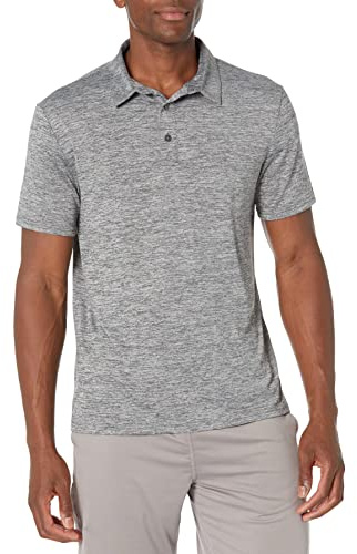 Amazon Essentials Men's Slim-Fit Quick-Dry Moisture Wicking Tech Stretch Short Sleeve Lightweight Golf Polo Shirt, Dark Grey Heather, X-Large