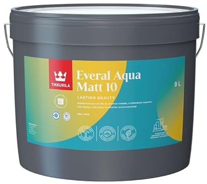 TIKKURILA Everal Aqua 10 - Matt Paint For Wood & Metal - Fast Drying Acrylic Enamel - 10 Litres