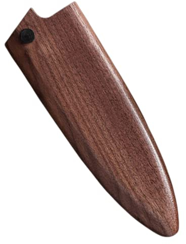 Aibote Étui pour Couteaux Japonais Deba Fait à la Main en Bois de Noyer Noir Naturel,Etui Magnétique pour Couteau Protecteur Couverture en Bois (210mm)