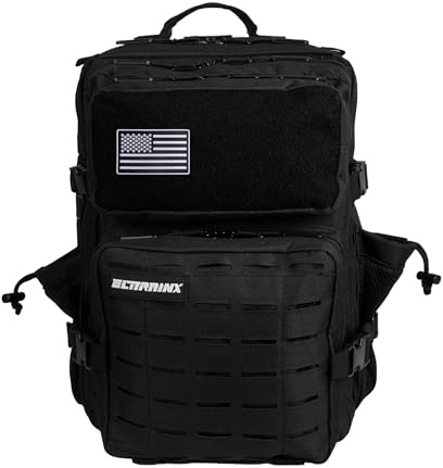 ELITRAINX Zaino tattico militare impermeabile 25 litri per sport, cabina di aereo, palestra, attività all'aperto, cross training di ELITEX TRAINING (V2 Nero)