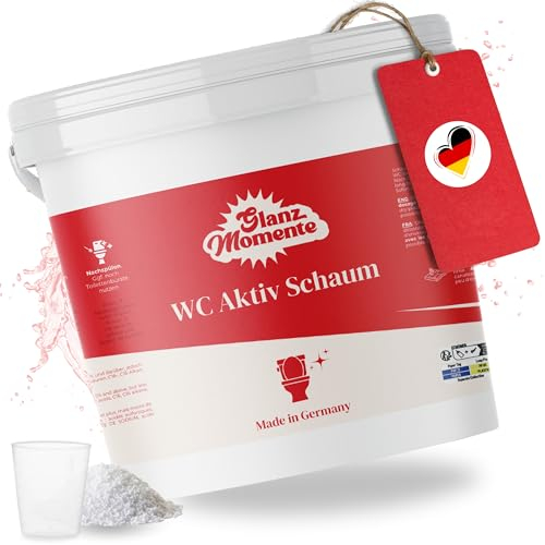 GLANZMOMENTE® WC Schaumreiniger - 1000g - WC Schaum - MADE IN GERMANY Toilettenreiniger extrem stark - Gegen Flecken, Kalk, Gerüche mit Zitrusduft - WC Reiniger Schaum - WC Reiniger extra stark