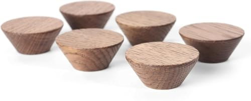 TOROS STORE 6-pack träkonknoppar (bruna) – 1 ½ tum diameter rund form – trälådor drag för dörrar, byrå och lådor, köksskåp dörrhandtag