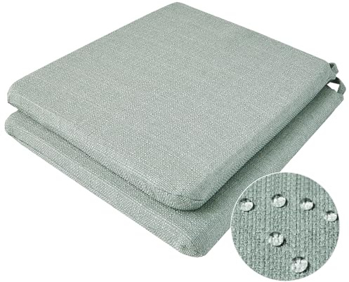 BALCONY & FALCON Juego de 2 Cojines para Silla, 1 cojín de Espuma viscoelástica para Silla, Exquisito Tejido x 1, Aspecto de Lino, para sillas de casa y jardín, colección Aqua