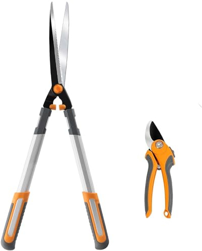 AIRAJ Garden Hedge Shears,61CM Manual Hedge Shears with Steel Wavy,Home Garden Pruner Perfect for Trimming Borders, Boxwood, and Tall Bushes