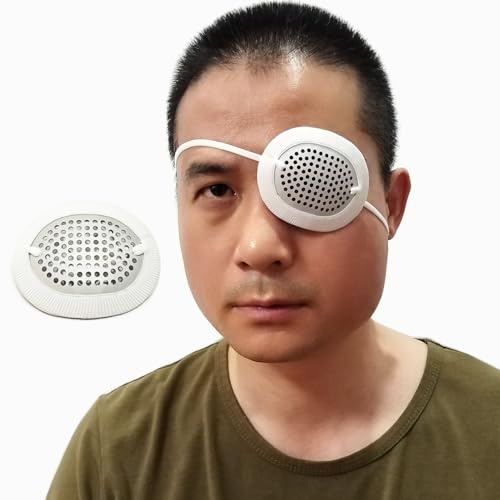 FSJLT Protector ocular de aluminio para cirugía ocular, parche médico para adultos después de la cirugía, protección ocular transpirable con correa elástica extendida y cubierta de tela blanca