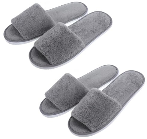 JISRKP 2 Pairs Hotel Slippers, Disposable Slippers for Guests with Rubber Sole, Travel, Lounging