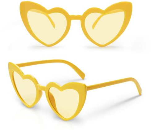 AzureRay Herzbrille Orange mit orangen Gläsern Orange Sonnenbrille für Partys, Aperol-Kostüme und Accessoires Lustige Herzbrillen für Damen, Karneval und Fasching