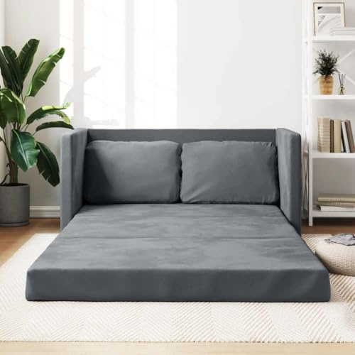 Emmtore Bodensofa,Klappbar Bodenbett Sofa mit Schlaffunktion,Schlafsofa Schlafsessel mit Metallgestell,Klappsofa Sofabett für Wohnzimmer Schlafzimmer,Stoff,Dunkelgrau