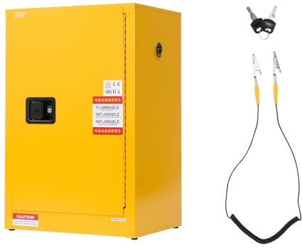 VEVOR Armadietto per Liquidi Infiammabili, Armadio per Materiali Infiammabili Capienza ca. 49,21L con Ripiano Regolabile, in Acciaio Laminato a Freddo e Zincato, Armadio di Sicurezza