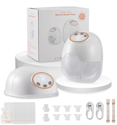 Extractor de leche manos libres, 2 unidades, portátil, con 4 modos y 12 niveles, con bridas de 17/19/21/24 mm para casa, trabajo y viajes (blanco)