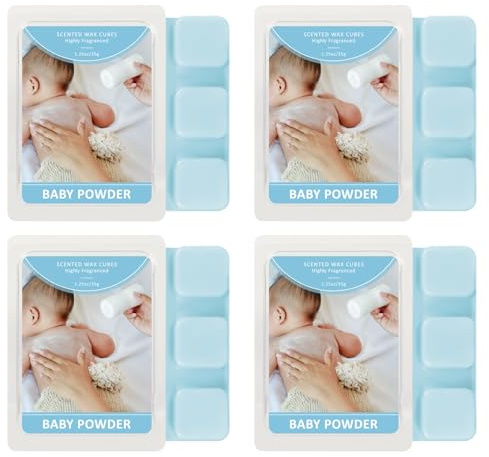 SCENTORINI Doftvax för doftlampa, babypuder doftvaxkub | 35 g x 6, sojavax vax Melts rumsdoft för doftlampa, ljusvärmare