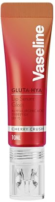 Vaseline Gluta-Hya Cherry Crush Lip Gloss, Serum Lip Care with Hyaluronic Acid and GlutaGlow Technology, Tints, Plumps and Protects with SPF15 for Plump and Dewy Lips 10 ml