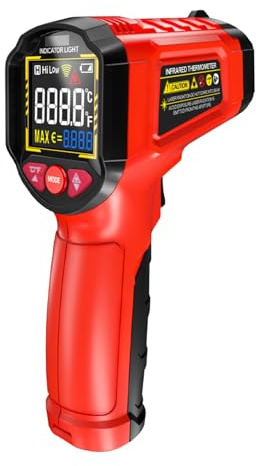 Infraröd termometer - temperaturpistol | Kontaktlös mätare | Fält -50–600 ℃, VA-omvänd display, hög precision för industriell pizzaugn ugn kontroll