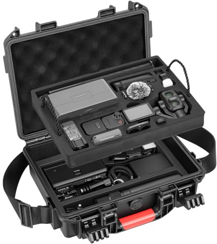 AMAZEAR vattentät väska för DJI Osmo Pocket 4 Pro tillbehör och kamera | Skyddsfodral i hårt skaldesign, speciellt utformat för Osmo Pocket 4 Pro Diving Combo Kit, med karbinhake för hand