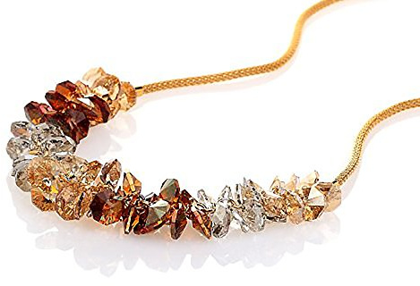 Luxury Womens Garland Necklace, Jet & Clear Swiss Crystal Elements & Silver Rhodium Plated Chain. Elegant Contour Costume Jewellery, Great Gift Idea Under £15 for Christmas, Janeo Jewels