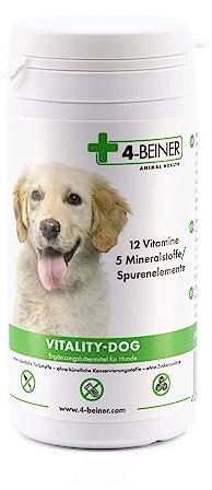 4-BEINER Vitality-Dog, 12 Vitamine für Hunde, Vitamin B Komplex Hund & Hunde Nahrungsergänzungsmittel, für Immunsystem, Nerven & Fell, Barf Hund geeignet, 100 Tabletten